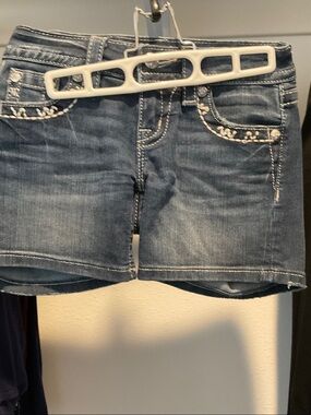 Miss Me Blue Denim Embroidered Women's Shorts